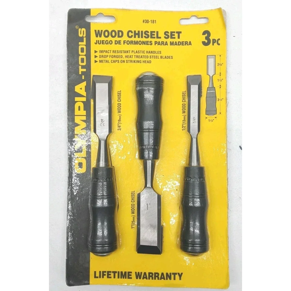 Olympia Tools Wood Chisels Set of 3 NEW‎ 30-191-0796 Ergonomic Quality Tool